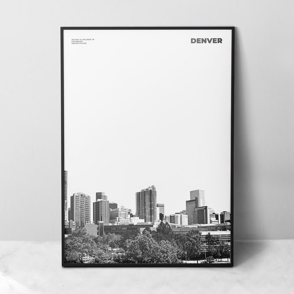 Denver Print Black and White, Denver Poster, Denver Wall Art, Denver Photo, Colorado Print