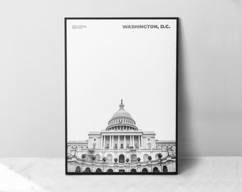 Washington, D.C. Print zwart-wit, Washington, D.C. poster, Washington, D.C. Wall Art, Washington, D.C. Photo, District of Columbia