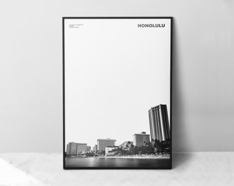 Honolulu Print Zwart-Wit, Honolulu Poster, Honolulu Wall Art, Honolulu Foto, Hawaii Print
