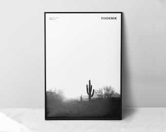 Phoenix Print Black and White, Phoenix Poster, Phoenix Wall Art, Phoenix Photo, Arizona Print