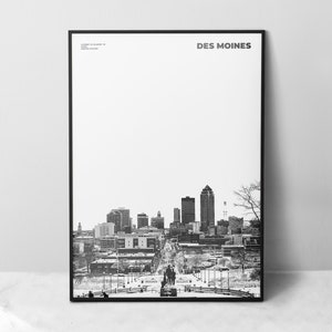 Des Moines Print Black and White, Des Moines Poster, Des Moines Wall Art, Des Moines Photo, Iowa Print