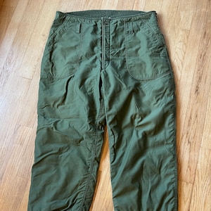 1970s Green Military Cold Weather Pants, Size Large to Extra Large Army Trousers