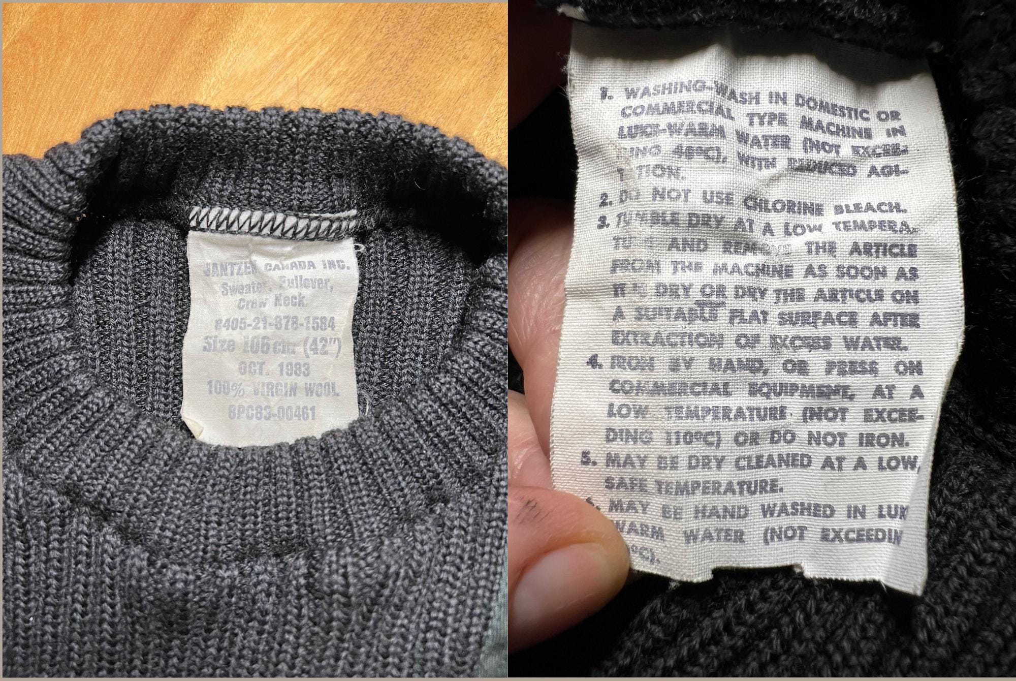 Black 1980s Canadian Military Sweater, Ribbed Wool Commando by