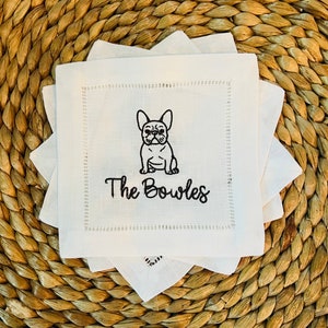 Personalized Embroidered Linen Cocktail Napkins {set of 4}