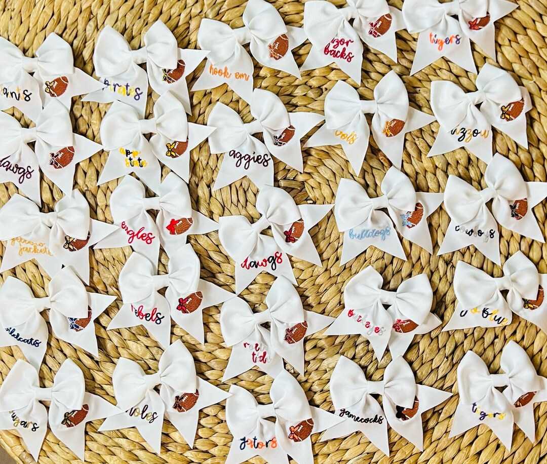 GAME DAY Embroidered Fishtail Bow With Alligator Clip Etsy