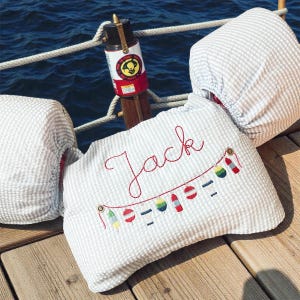 Personalized Nautical Seersucker Puddle Jumper Cover