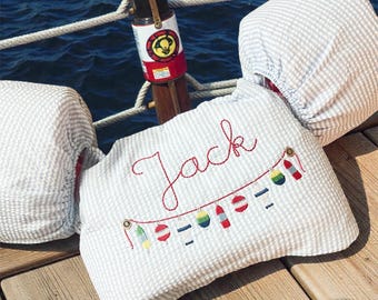 Personalized Nautical Seersucker Puddle Jumper Cover
