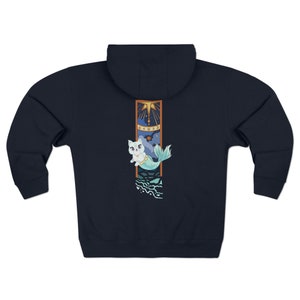 Purrmaid. Unisex Premium Full Zip Hoodie. Cat hoodie, cat mermaid sweatshirt, cat lover gift, cute cat zip up, cat owner gift