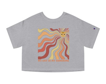 Meine Katze ist mein Sonnenschein. Champion Women's Heritage Cropped T-Shirt.Katze Shirt, lustige Katze t-shirt, Katzenliebhaber Geschenk, süße Katze Shirt, Katzenbesitzer gif
