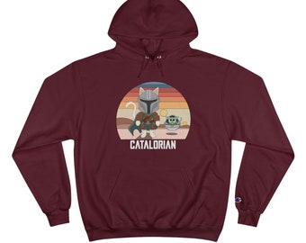 Madalorian Cat. Catalorian. Champion Hoodie. Cat hoodie, funny cat sweatshirt, cat lover gift, cute cat sweater, cat owner gift