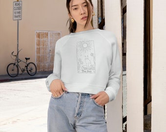 Il gatto tartufato del sole. Pullover in pile ritagliato da donna. Camicia gatto, felpa gatto divertente, regalo amante dei gatti, pullover gatto carino, regalo proprietario gatto