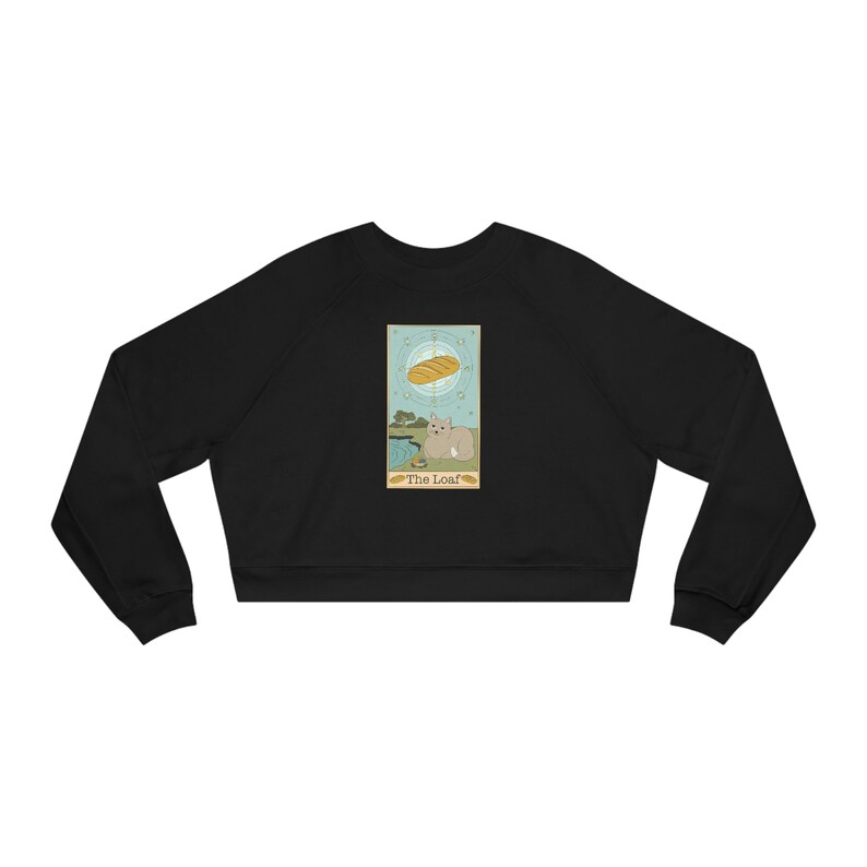 Il gatto dei tarocchi della pagnotta. Pullover corto in pile da donna. Felpa per gatti, divertente felpa per gatti, regalo per gli amanti dei gatti, camicia per gatti carina, regalo per il proprietario del gatto Black
