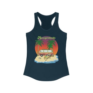 Meowagritaville. Women's Ideal Racerback Tank. Margaritaville, jimmy buffett, cat shirt, funny cat shirt, cat lover gift, cat owner gift