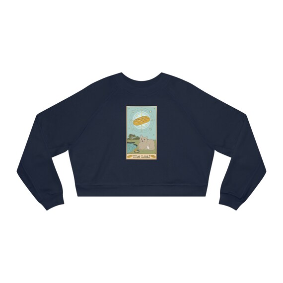 The Loaf Tarot Cat. Women's Cropped Fleece Pullover. Cat sweatshirt, funny cat sweatshirt, cat lover gift, cute cat shirt, cat owner gift