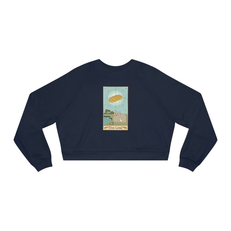 Il gatto dei tarocchi della pagnotta. Pullover corto in pile da donna. Felpa per gatti, divertente felpa per gatti, regalo per gli amanti dei gatti, camicia per gatti carina, regalo per il proprietario del gatto immagine 1