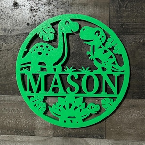 Personalized Dinosaur Name Sign - 3D Printed Nursery Wall Decor - Custom Kids Room Decoration - Dinosaur Themed Baby Shower Gift