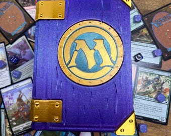 Magic: The Gathering Deck Box - Storybook Tome , Custom Colors & Hardware, Holds 2 Decks + Dice Tray, Magnetic Closure
