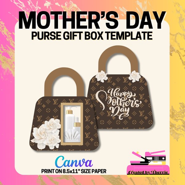 MOTHER'S DAY Purse Gift Box | LV Inspired | 8"x10" | Canva Template