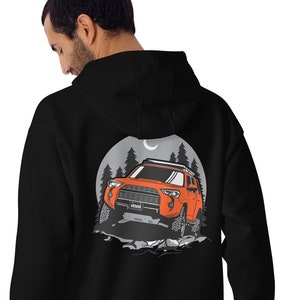 Inferno Orange Toyota 4Runner TRD on Premium Unisex Hoodie Back Print Men Woman Male Female