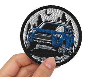 Parche bordado azul náutico 4Runner - 3 pulgadas de diámetro - 4 ruedas - todo terreno - TRD - parches - regalo único - TOYOTA
