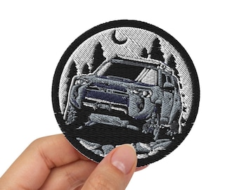 Parche bordado gris cemento 4Runner - 3 pulgadas de diámetro - 4 ruedas - todo terreno - TRD - parches - regalo único - TOYOTA
