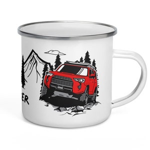 Barcelona Red Toyota 4Runner - Camping Enamel Mug - 12oz - Coffee Lover - Overland - Wheeling - Camping - Great gift mom or dad