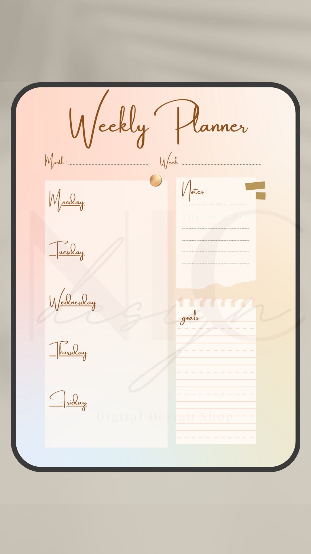 Weekly Planner | Digital Download | Pastel Rainbow - Etsy