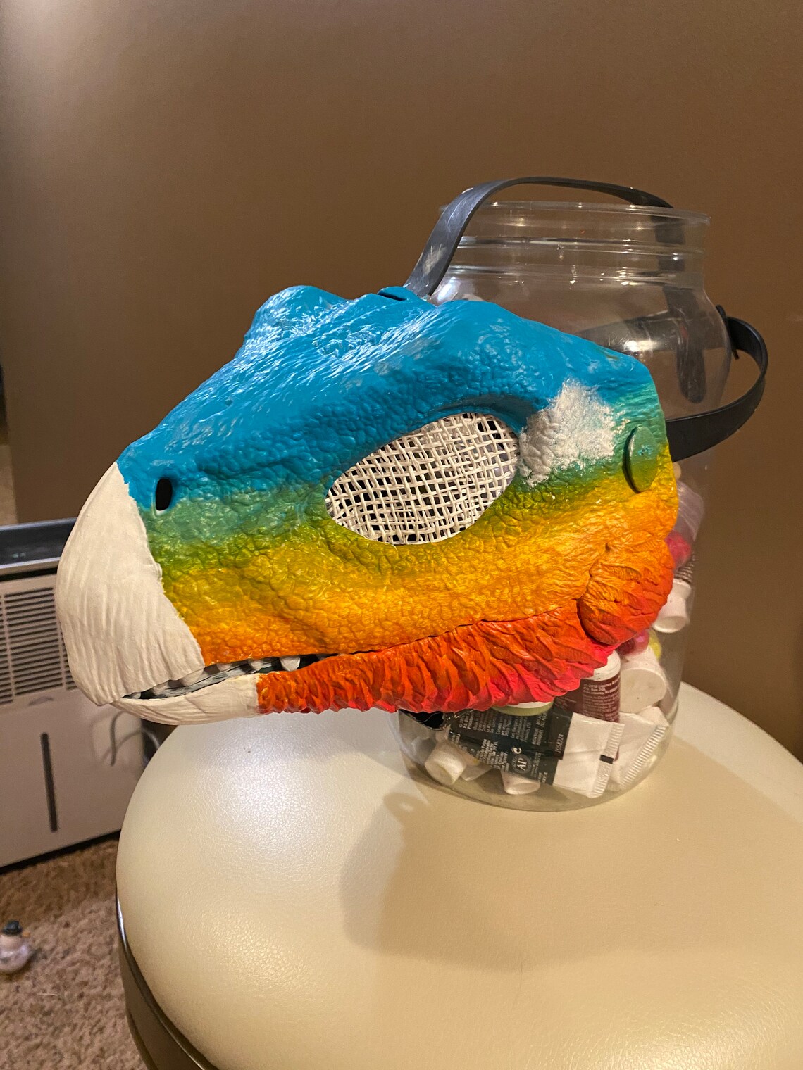 Nonfurred raptor Dino Mask Commission read Description BEFORE