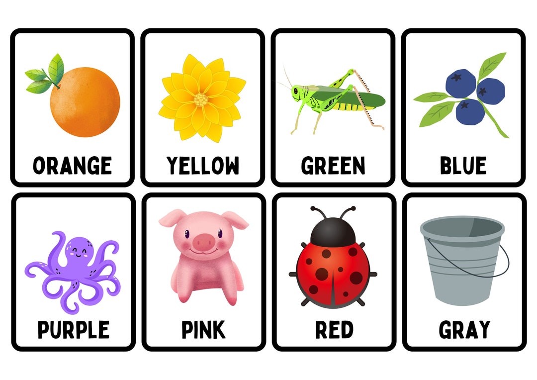 Printable Flashcards for Kids Learning Colors Toddlers Etsy
