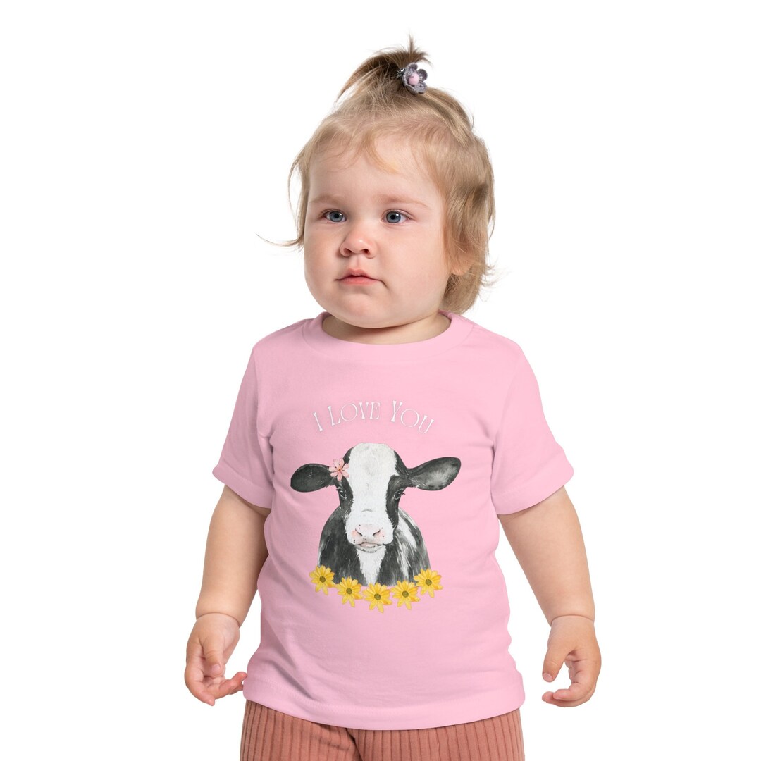 I Love You Baby Cow, Baby Short Sleeve Tshirt, Animal Lovers, Vegan