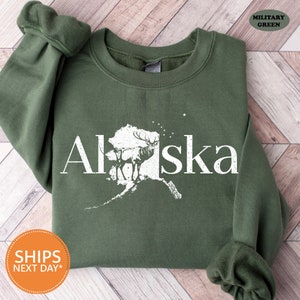 Alaska State Sweatshirt | Alaska Trip Crewneck | Alaska Pride Hoodie | Adventure Sweater | Camping Lover's Gift | Outdoor Travel Sweatshirt