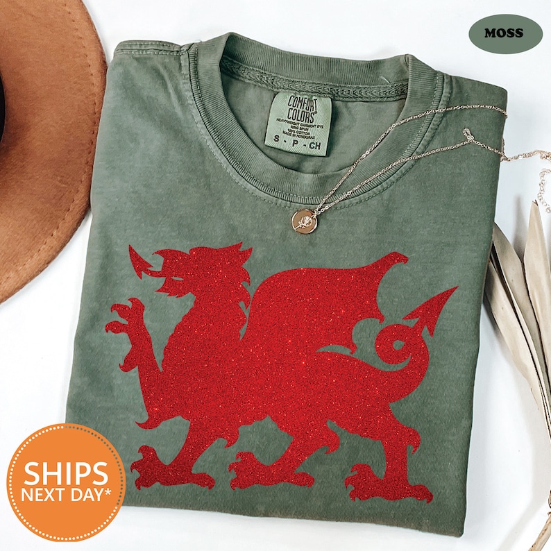 a green shirt with a red dragon on it