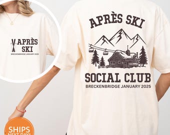 Apres Ski Social Club Shirt | Comfort Colors Custom Location Winter Bachelorette Shirts | Apres Ski Shirt | Colorado Aspen Bachelorette Gift