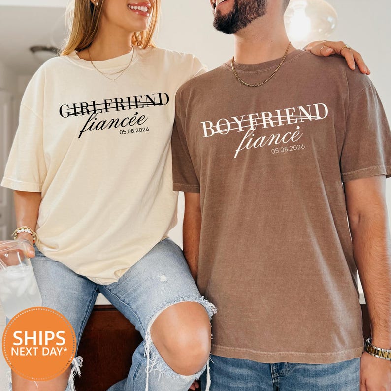 Custom Fiance Fiancee Shirts, Engagement Couple Tee, Future Mr and Mrs Gift Idea image 1