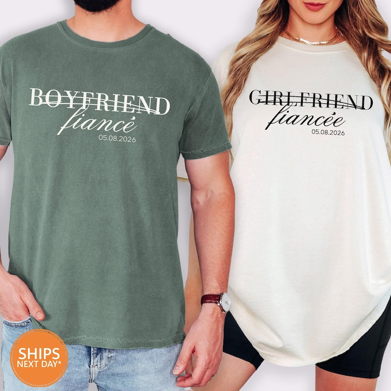 Custom Fiance Fiancee Shirts, Engagement Couple Tee, Future Mr and Mrs Gift Idea image 3