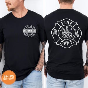 Fire Department Shirt | Comfort Colors Firefighter Fireman Tee | Gift For Fireman | Fire Dept. Logo Shirt | First Responder Shirts For Dad