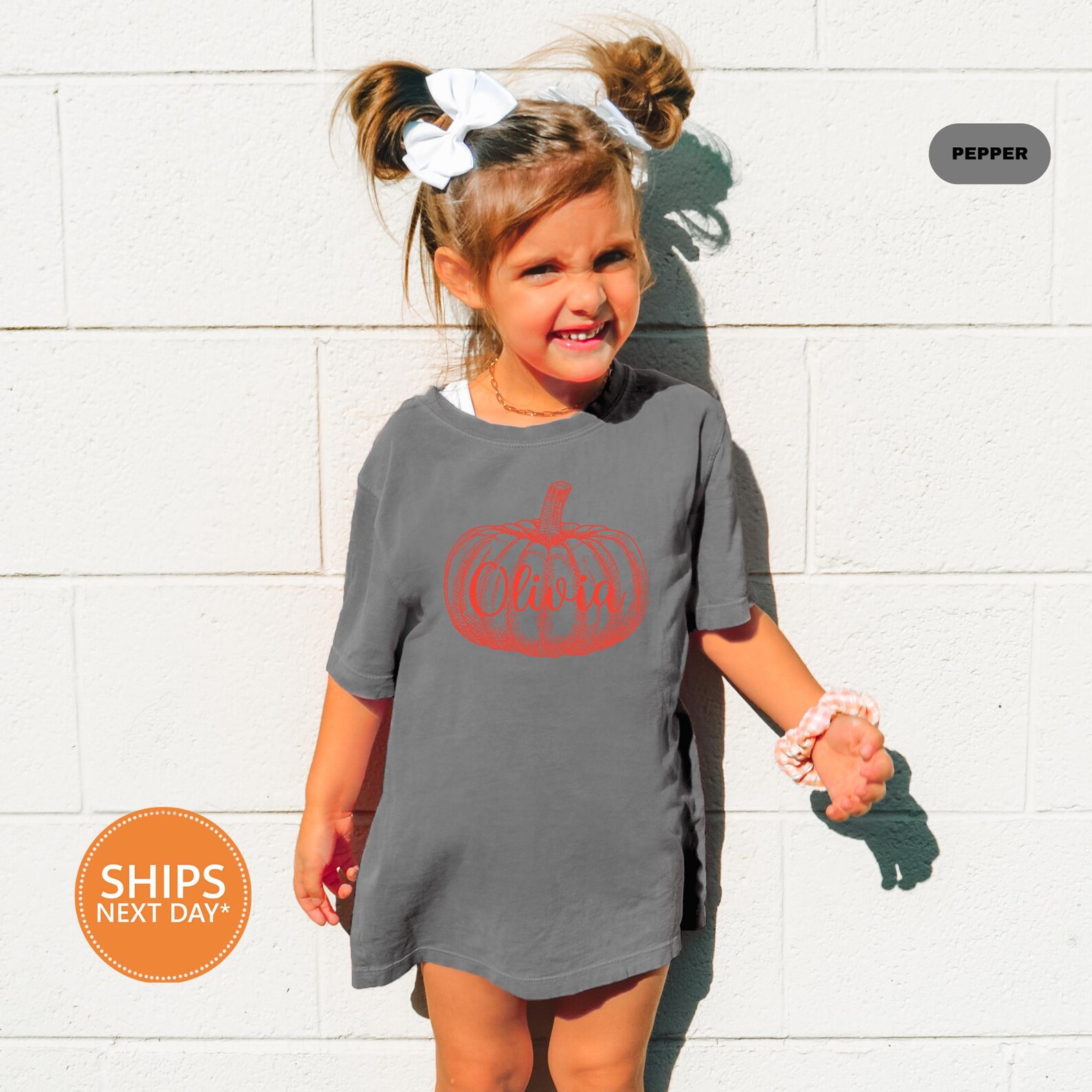 Personalized Kids Pumpkin Shirt Custom Name Pumpkin Shirt Girls Fall