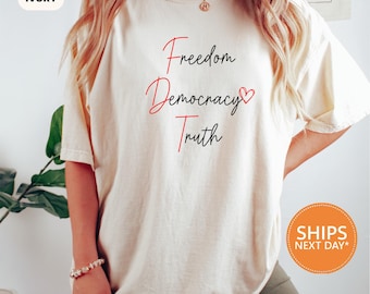 Subtle FDT Shirt | Patriotic 4th of July Shirt | Feminist Shirt | Freedom Democracy Truth | Liberal American Apparel Activist Political Gift