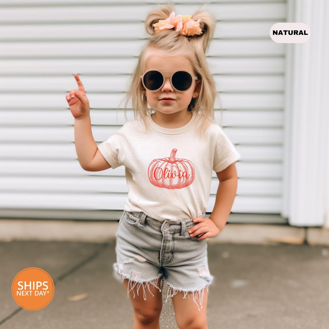 Personalized Kids Pumpkin Shirt Custom Name Pumpkin Shirt Girls Fall