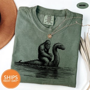 Funny T Shirts | Comfort Colors Bigfoot Shirts | Hilarious Loch Ness Monster Really Vintage Shirt | Funny Sasquatch Graphic Big Foot Shirt