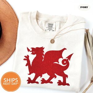 a white shirt with a red dragon on it