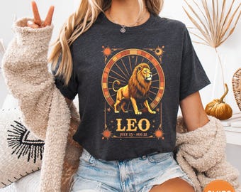 Leo Zodiac Vintage Tshirt | Comfort Colors  Celestial Leo Shirt | Lion Oversized Tee | Astrology Shirt | Horoscope Shirt | Birthday Gifts