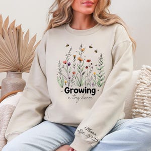 Growing A Tiny Humans Sweatshirt | Custom EST Mama Crewneck | Cute Pregnancy Hoodie | Pregnancy Announcement | Maternity Sweater | Mom To Be