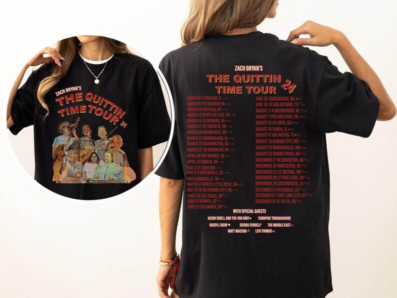 Zach Bryan the Quittin Time Tour 2024 Front and Back Shirt Etsy