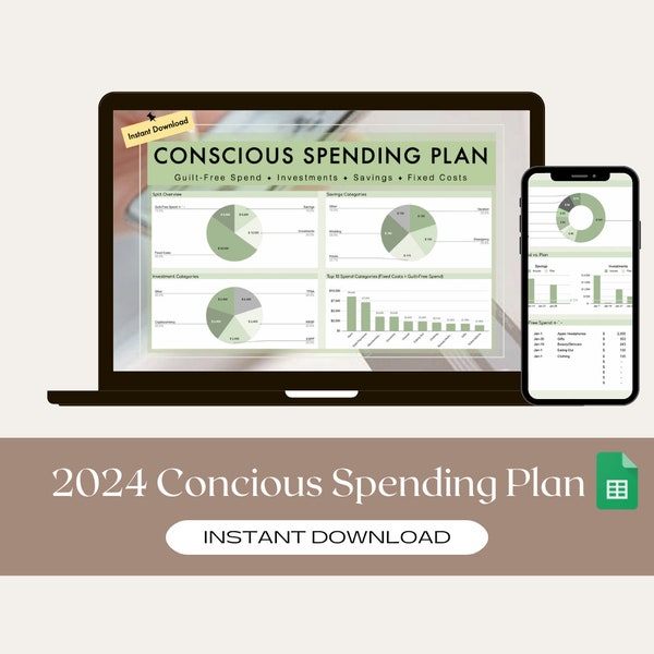 2024 Conscious Spending Plan  |  Guilt-Free Spend, Investments, Savings, Fixed Costs  |  Ramit Sethi-Inspired  |  Live Your Rich Life