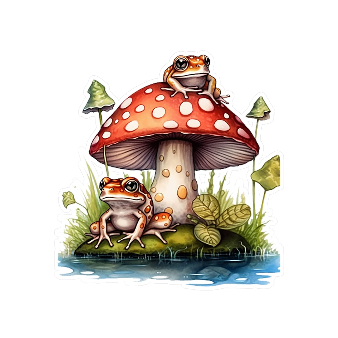 Frog and Mushroom Cottagecore Sticker Kiss-cut Vinyl Decals - Etsy