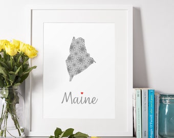 Maine State Floral Digital Download | Wall Art 16x20, 8x10 Printable | Flower Botanical Print for Canvas or Framed Art