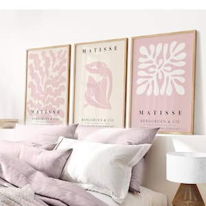 Matisse Blush Pink Wall Art Prints 3 Panel SET Matisse Art Set Decoración del hogar Regalo Arte para sala de estar Dormitorio Oficina Boho Mid Century