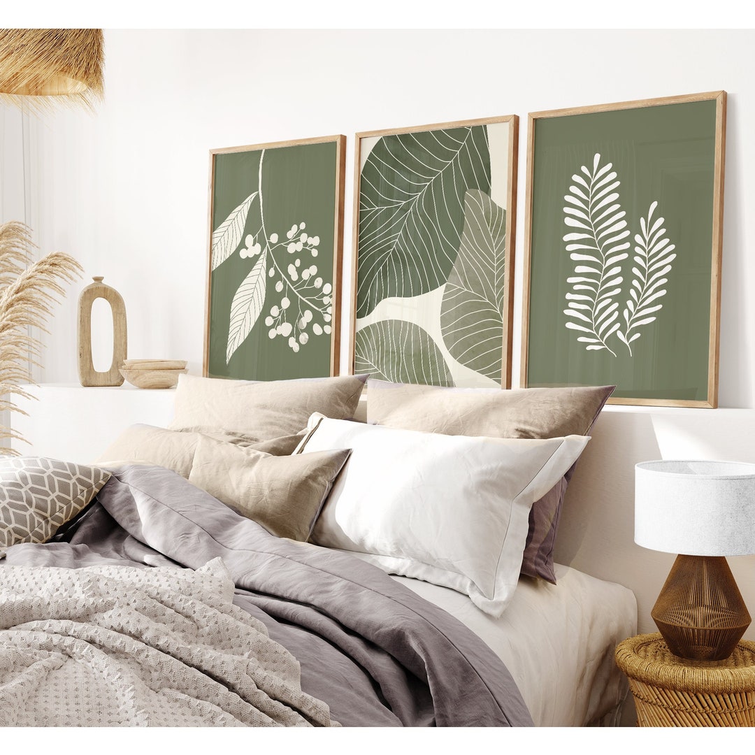 Botanical Wall Art Prints 3 Panel SET 'green Bohemian Art' Posters ...