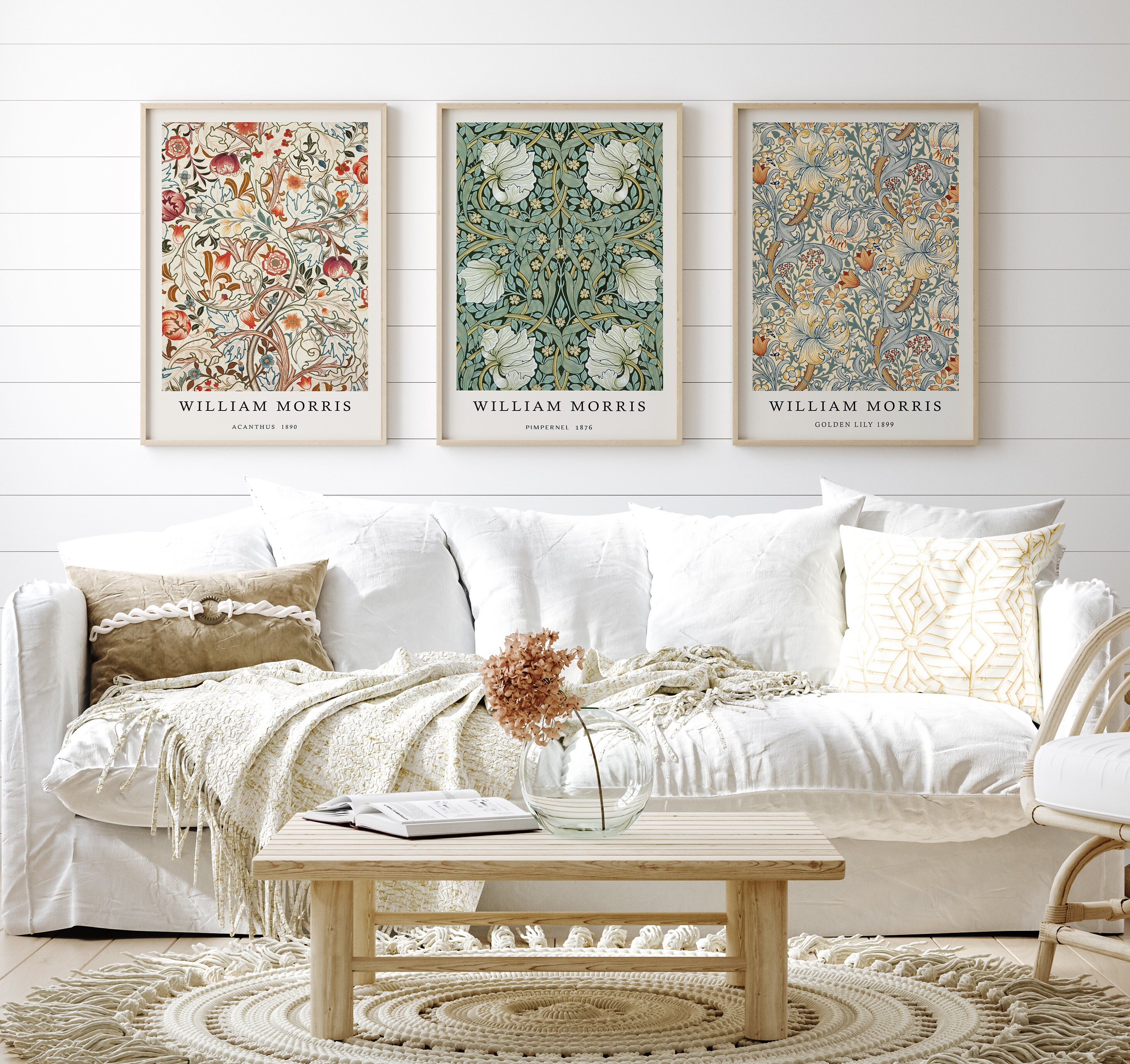 William Morris Floral Botanical Wall Art Prints Pimpernel Golden Lily 3 ...
